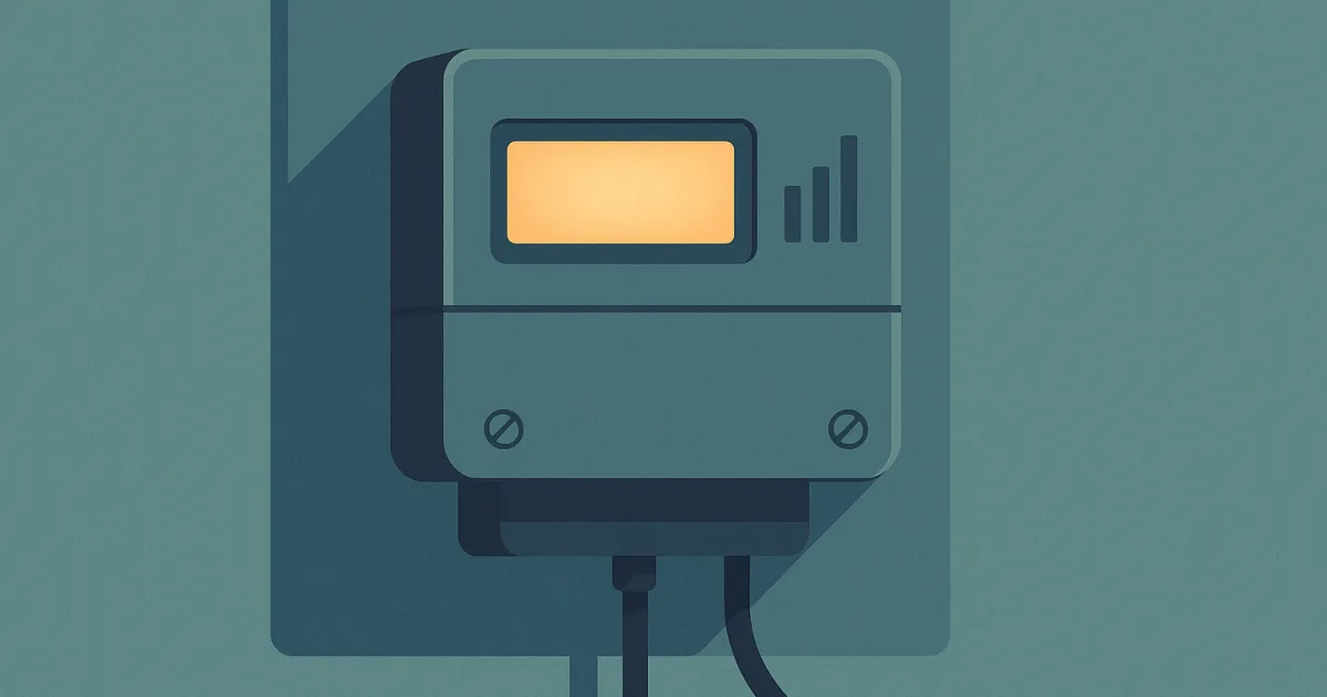 Illustratie van een digitale meter met oplichtend display en staafjes die kwartiermeting weergeven